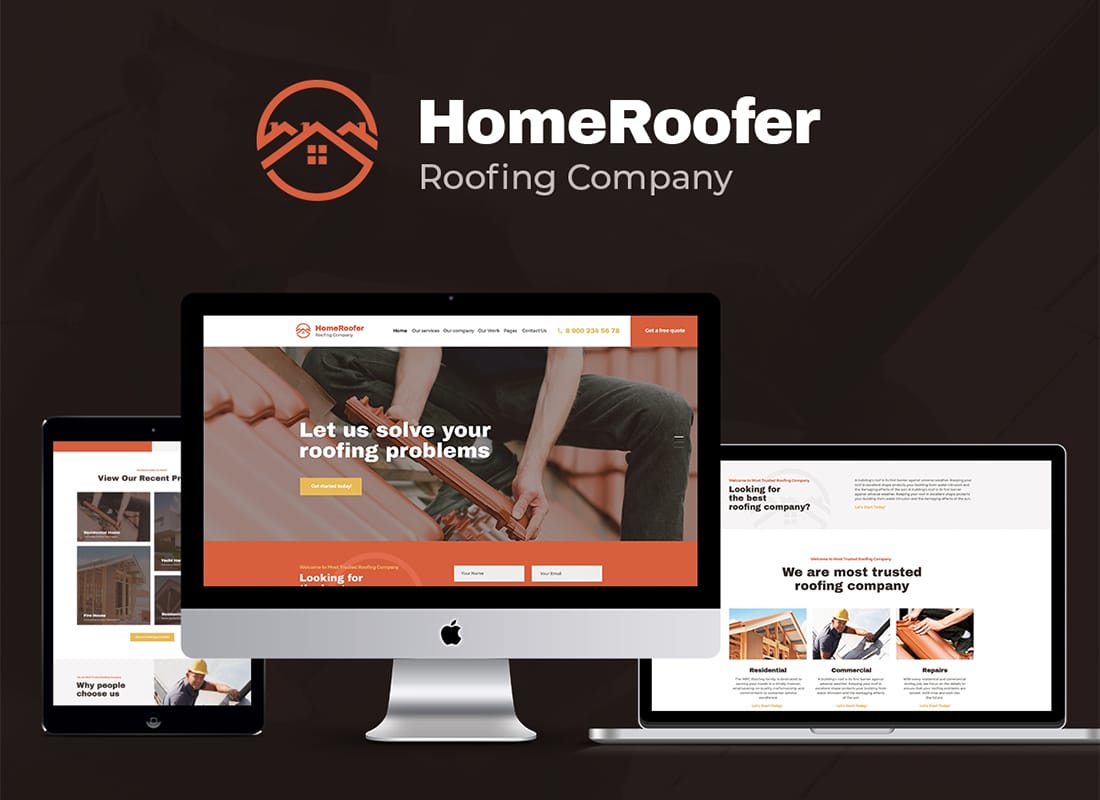 HomeRoofer | Roofing Company Services & Construction WordPress Theme Website Template