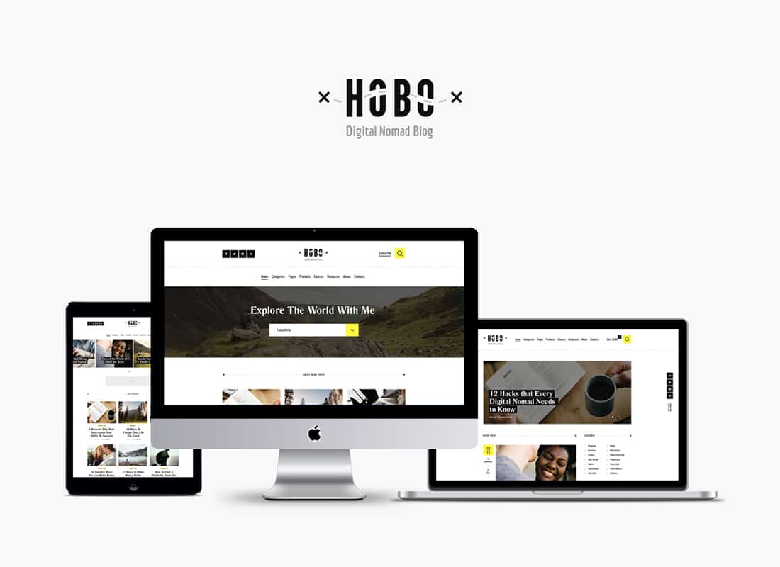 Hobo | Digital Nomad Lifestyle Blog WordPress Theme Website Template