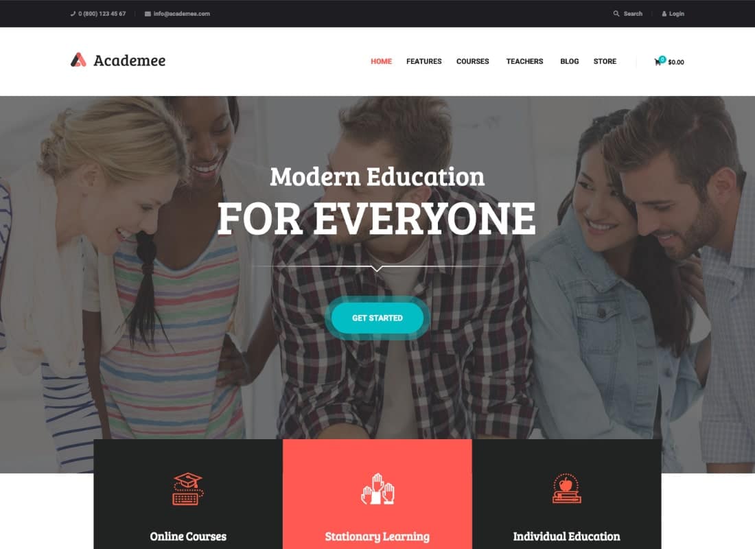 Academee | Education Center & Training Courses WordPress Theme Website Template