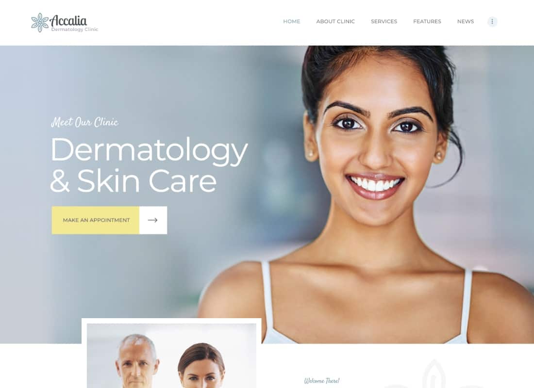 Accalia | Dermatology Clinic & Cosmetology Center Medical WordPress Theme Website Template