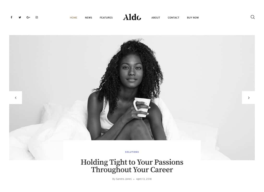 Aldo | Black and White Gutenberg Blog WordPress Theme Website Template