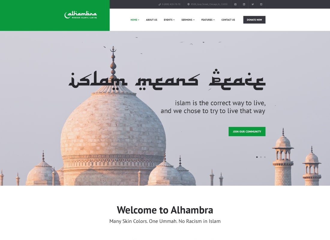 Alhambra | Mosque & Islamic Centre Church WordPress Theme + RTL Website Template