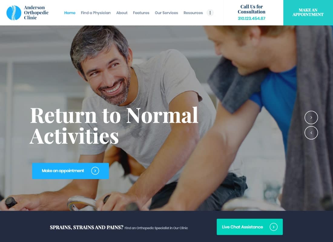 Anderson | Orthopedic Clinic & Medical Center WordPress Theme Website Template