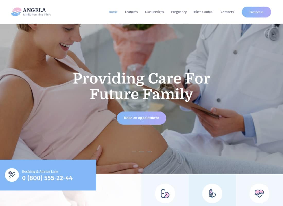 Angela | Family Planning Clinic WordPress Theme Website Template