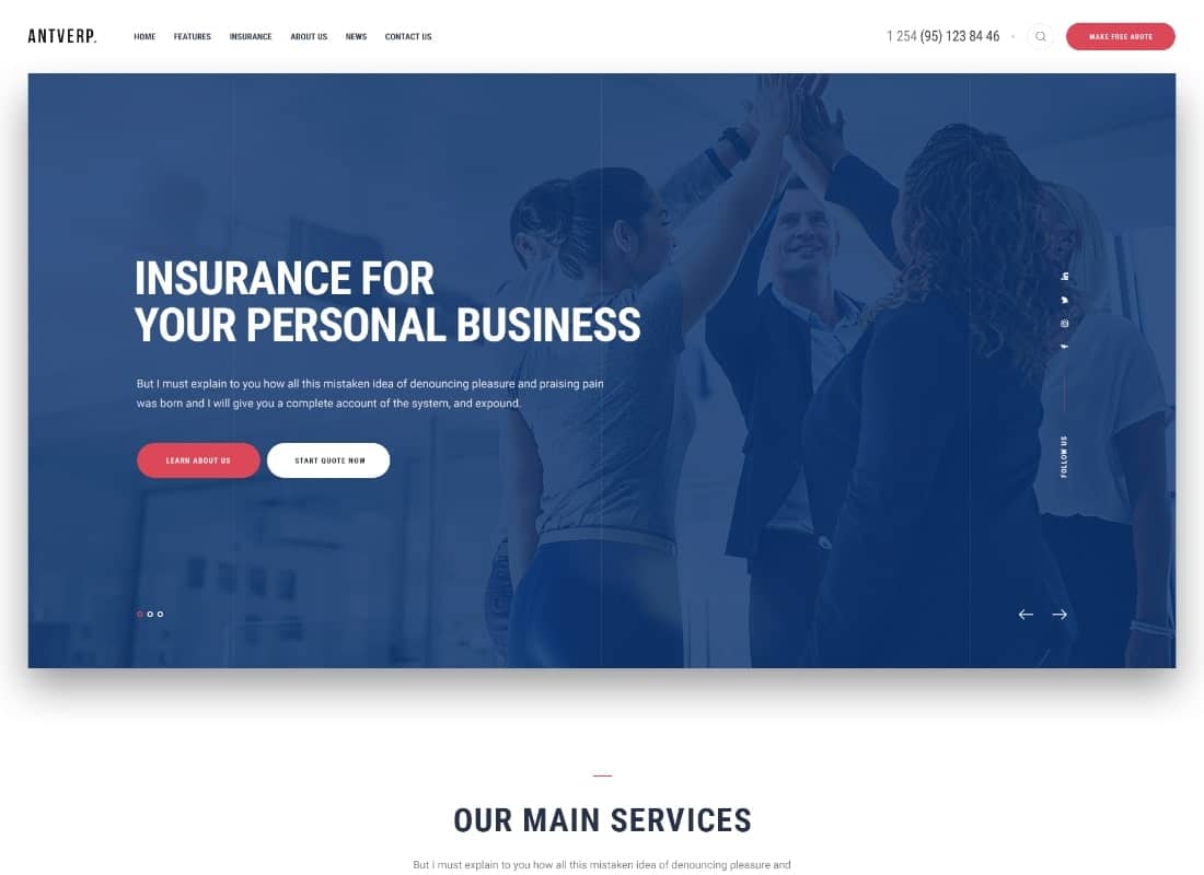 Antverp | An Insurance & Financial Advising WordPress Theme Website Template