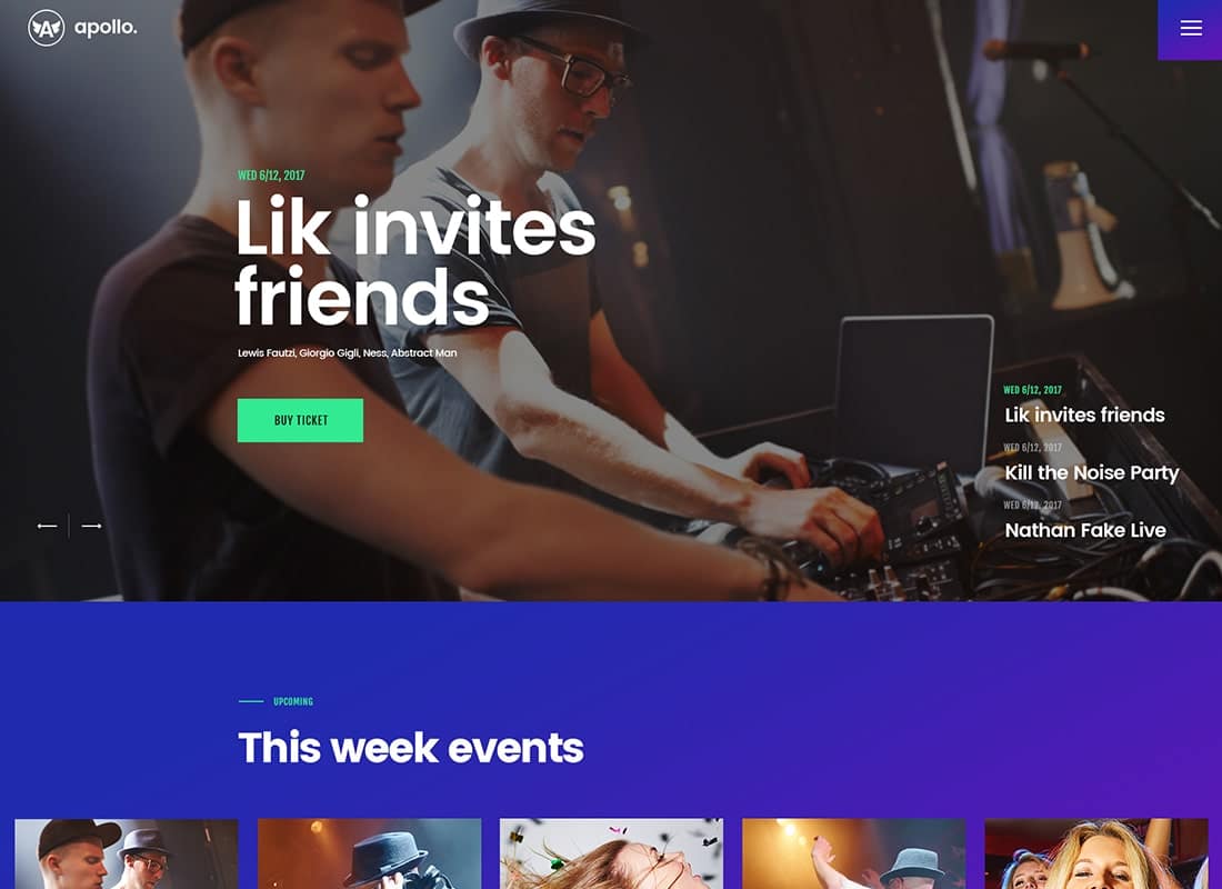 Apollo | Night Club, DJ Concert & Music Event WordPress Theme Website Template