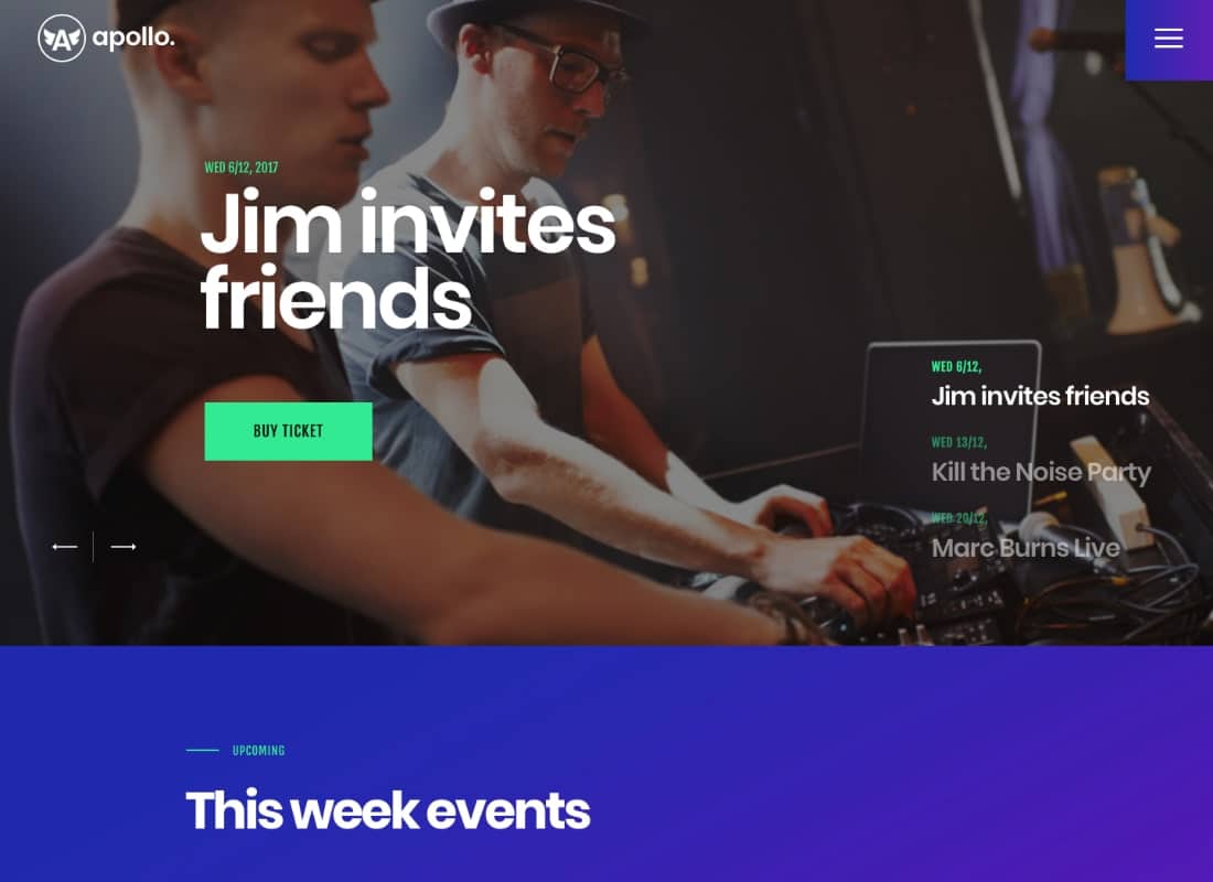 Apollo | Night Club, DJ Concert & Music Event WordPress Theme Website Template