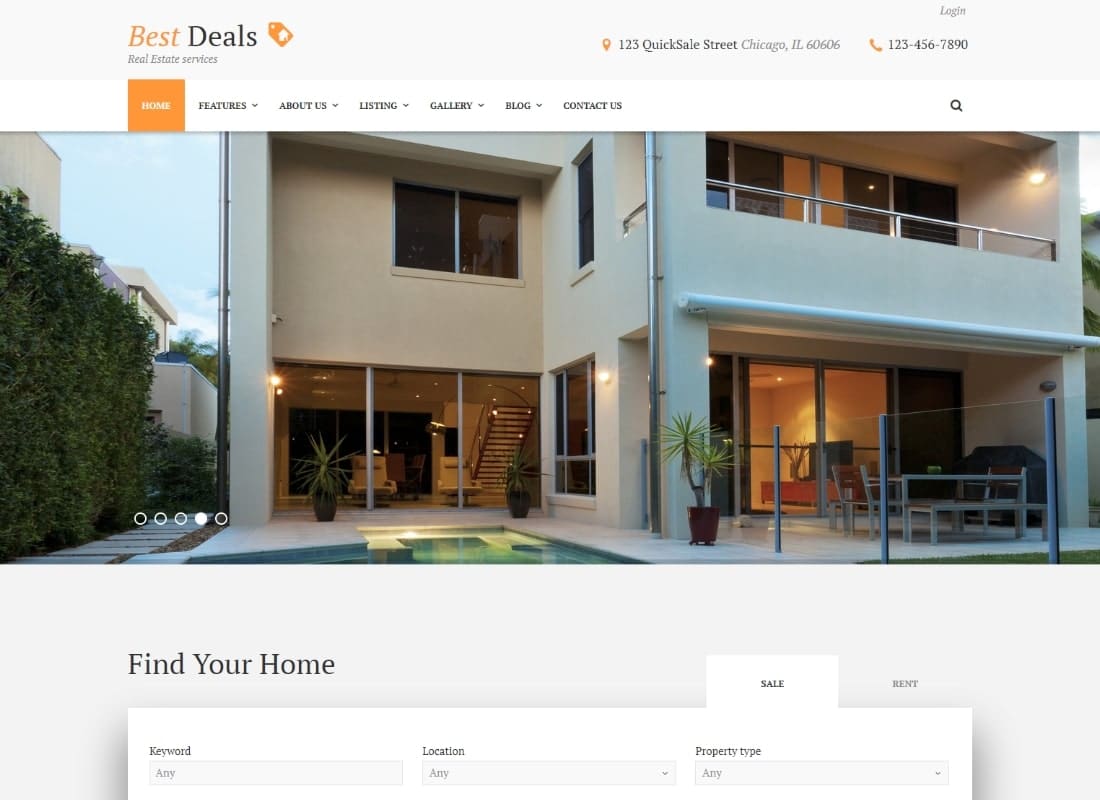 Best Deals - A Modern Property Sales & Rental WordPress Theme Website Template
