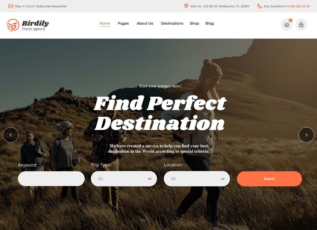 Birdily | Travel Agency & Tour Booking WordPress Theme Website Template