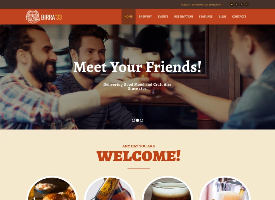 Birra33 - Brewery Brewpub and Craft Beer Shop WordPress Theme  Website Template