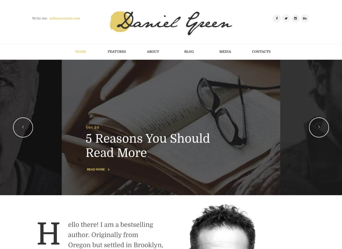 Blog for Writers and Journalists With Bookstore WordPress Theme Website Template