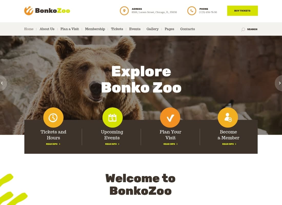 Bonko | Safari & Zoo WordPress Theme Website Template