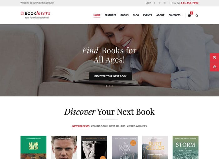 Booklovers - Publishing House & Book Store WordPress Theme Website Template
