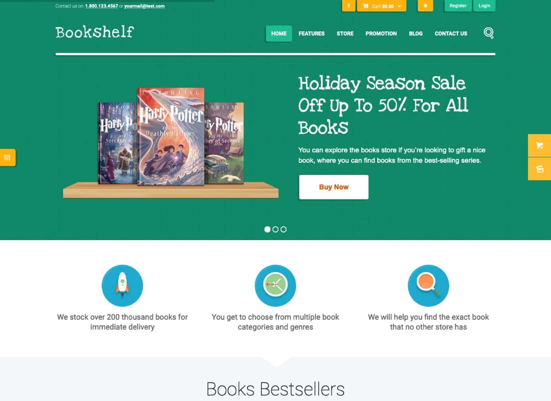 Bookshelf | Books & Media Online Store WordPress Theme Website Template