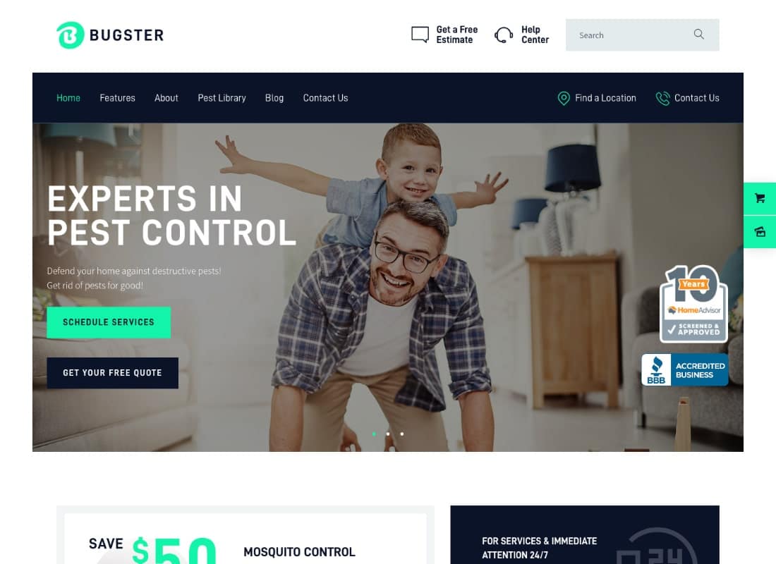 Bugster | Bugs & Pest Control WordPress Theme for Home Services Website Template