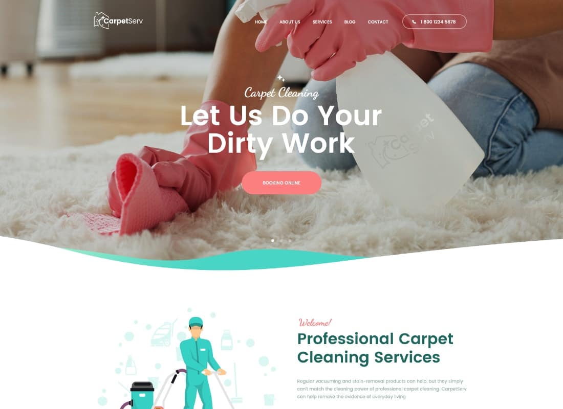 CarpetServ | Cleaning Company & Janitorial Services WordPress Theme  Website Template