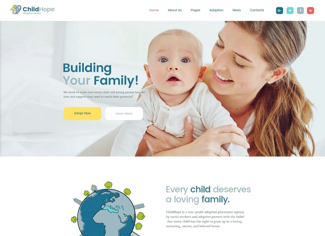 ChildHope | Child Adoption Service & Charity Nonprofit WordPress Theme Website Template
