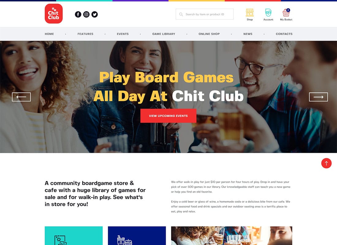 Chit Club | Board Games Club & Anticafe WordPress Theme Website Template