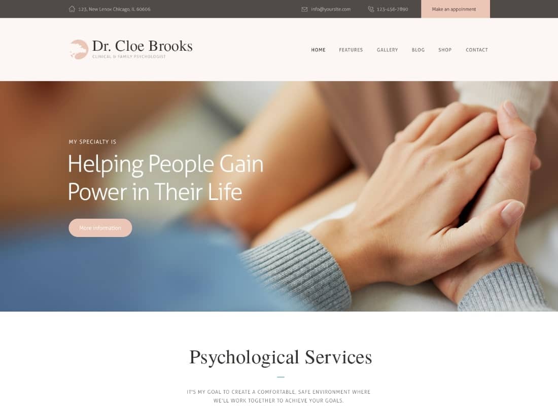 Cloe Brooks | Psychology, Counseling & Medical WordPress Theme + RTL Website Template