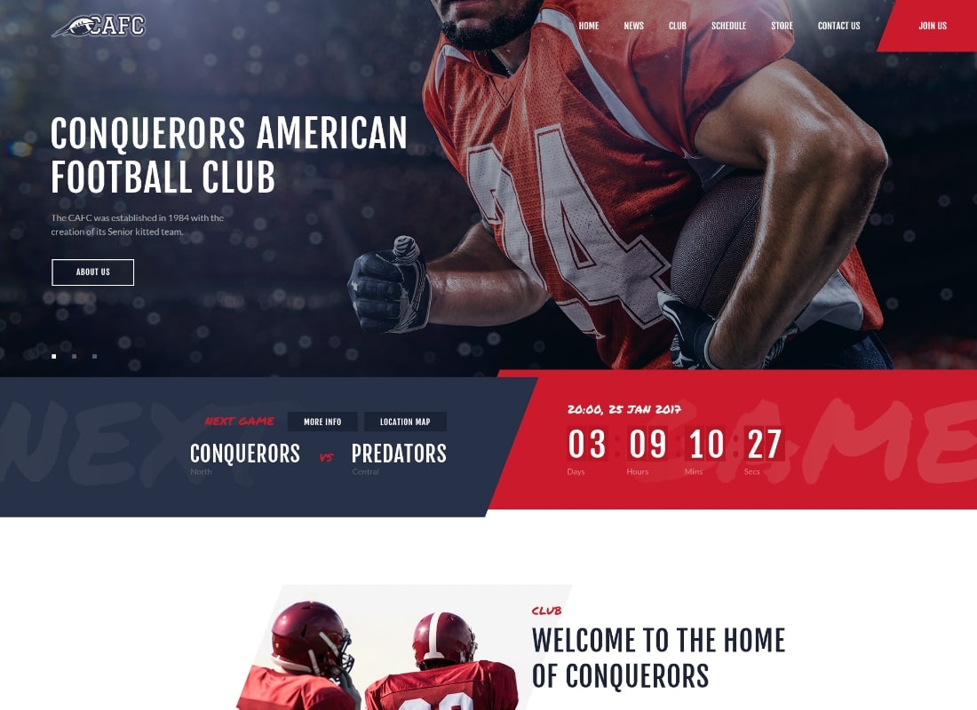Conquerors | American Football & NFL WordPress Theme Website Template