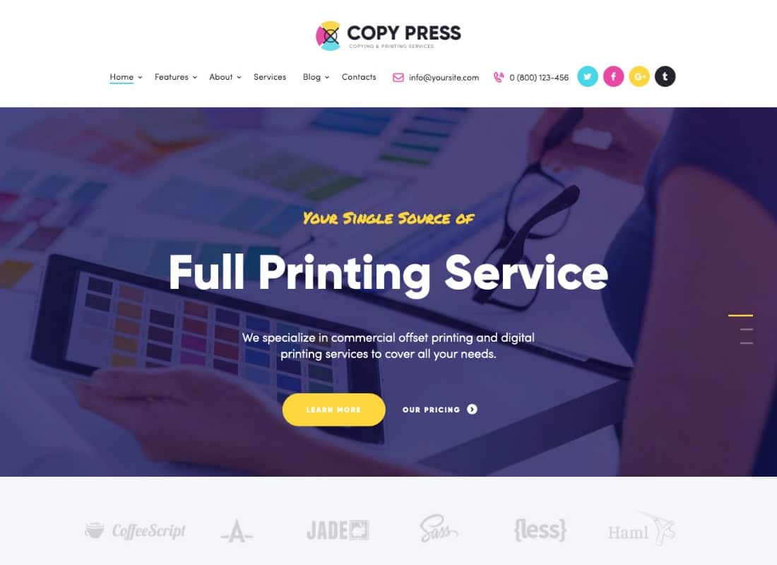 CopyPress | Type Design & Printing Services HTML Template Website Template