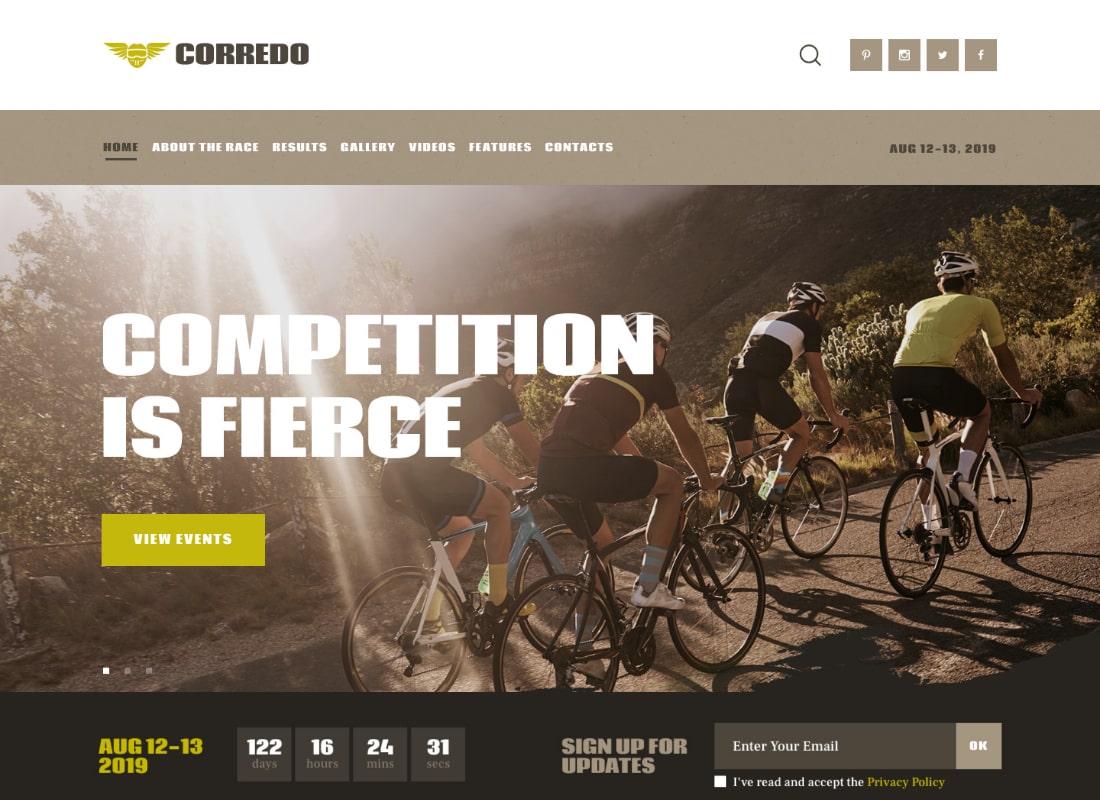 Corredo | Bike Race & Sports Events WordPress Theme Website Template