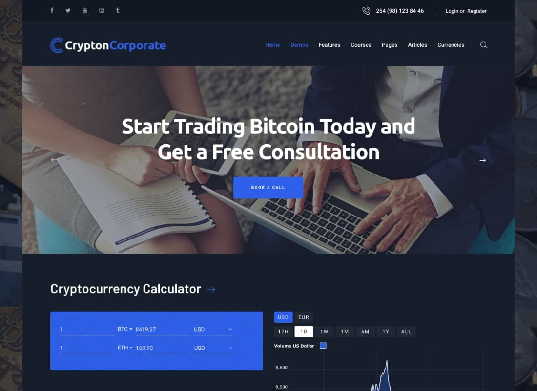 Crypton | A Multi-Purpose Cryptocurrency WordPress Theme  Website Template