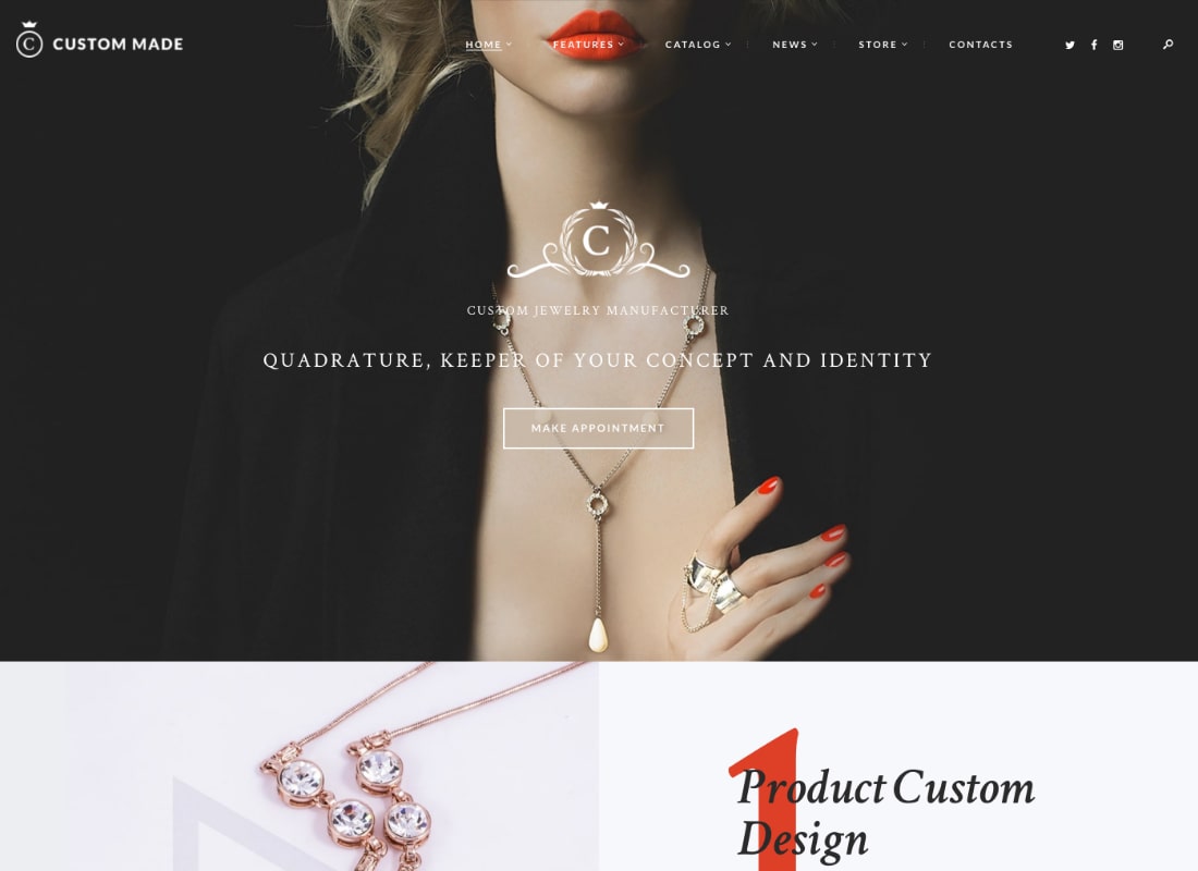 Custom Made | Jewelry Manufacturer and Store WordPress Theme Website Template
