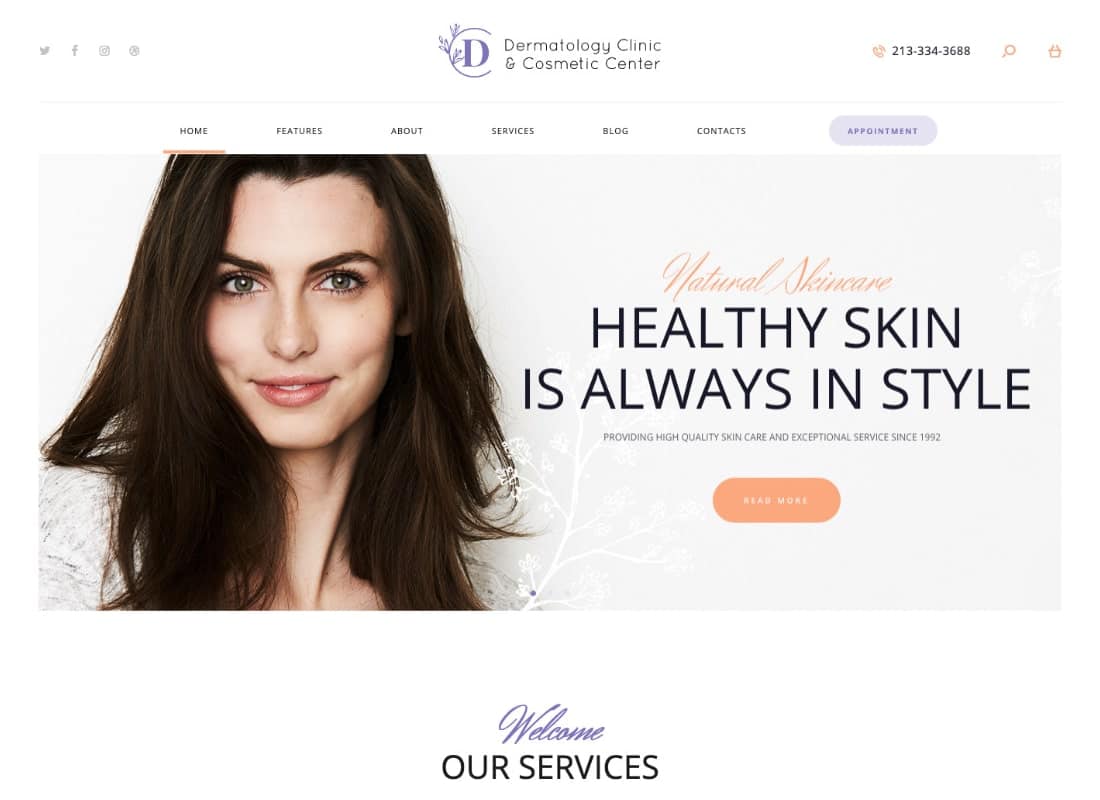D&C | Dermatology Clinic & Cosmetology Center WordPress Theme Website Template