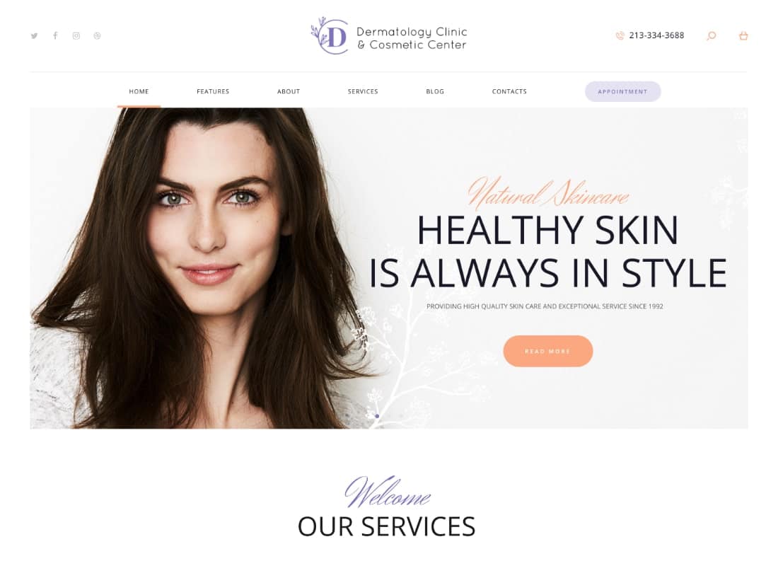 D&C | Dermatology Clinic & Cosmetology Center WordPress Theme Website Template