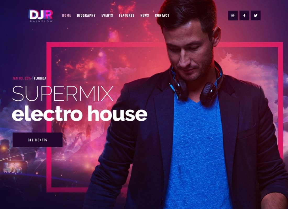 DJ Rainflow | A Music Band & Musician WordPress Theme Website Template