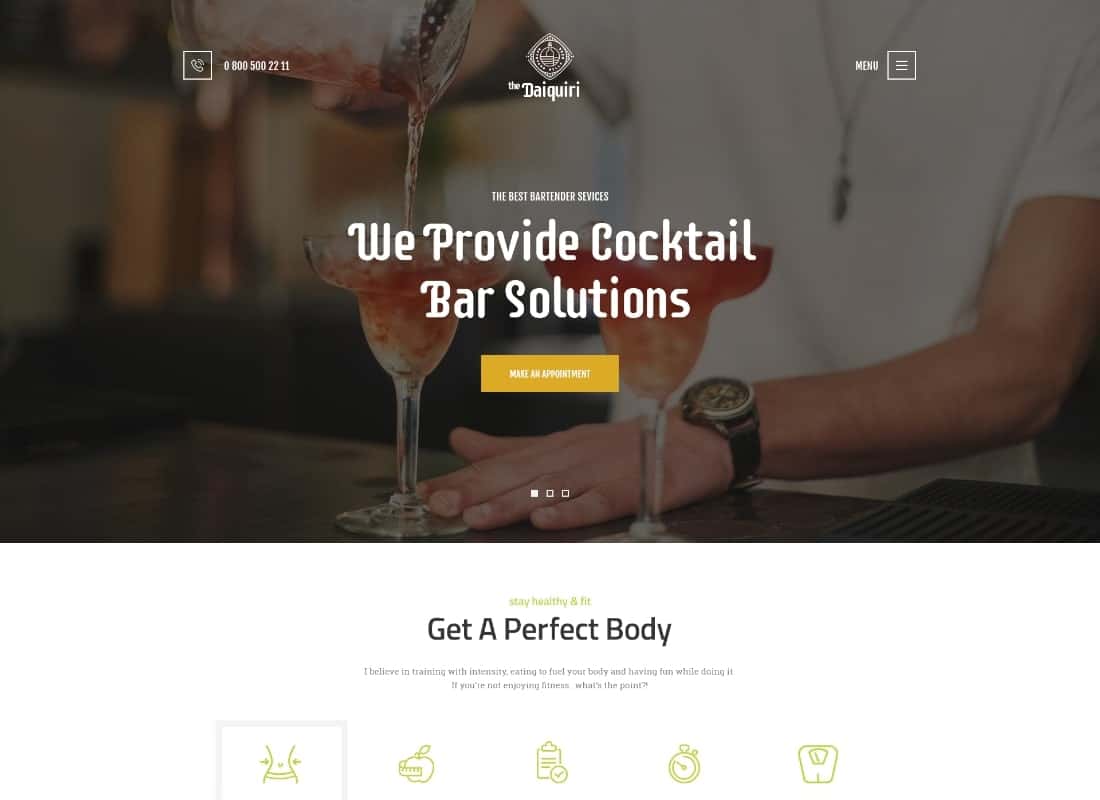 Daiquiri | Bartender Services & Catering Cocktail WordPress Theme Website Template