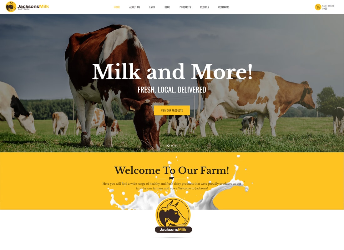 Dairy Farm & Eco Products WordPress Theme   Website Template