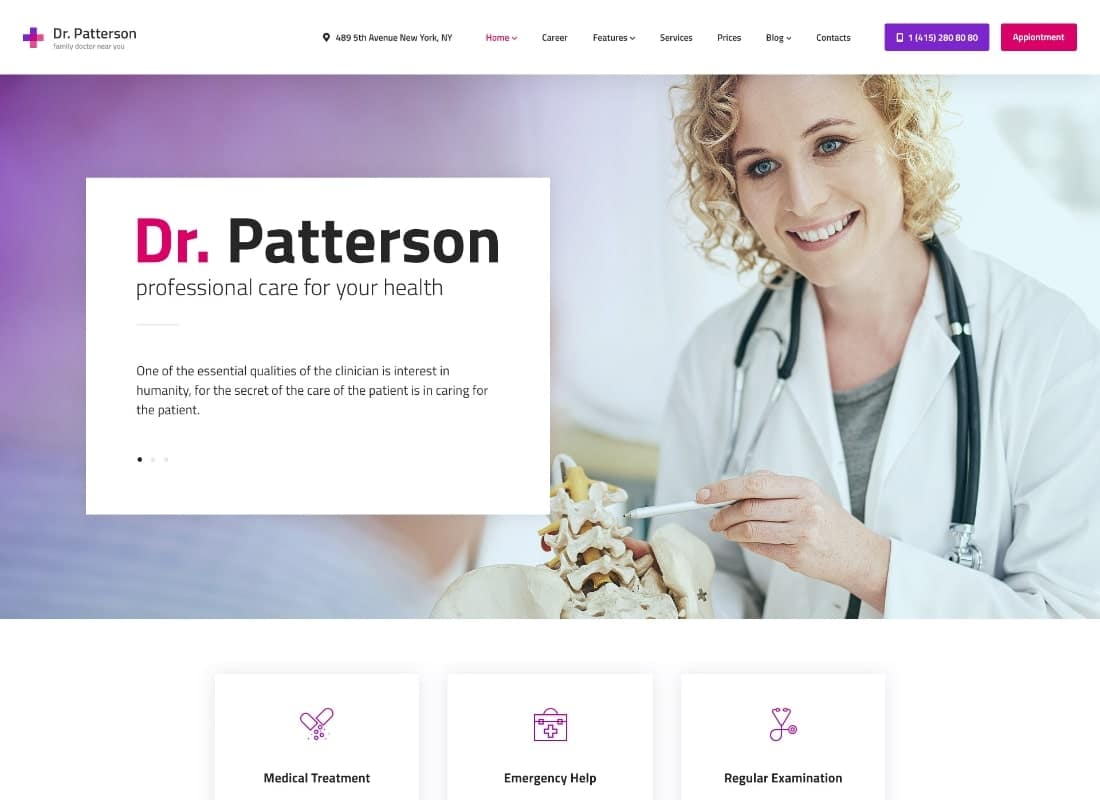 Dr.Patterson | Medicine & Healthcare Doctor WordPress Theme Website Template