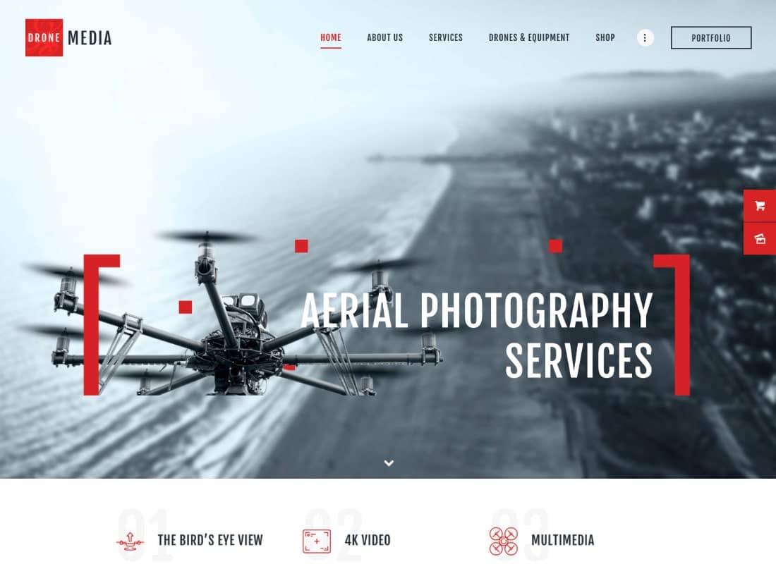 Drone Media | Aerial Photography & Videography WordPress Theme Website Template