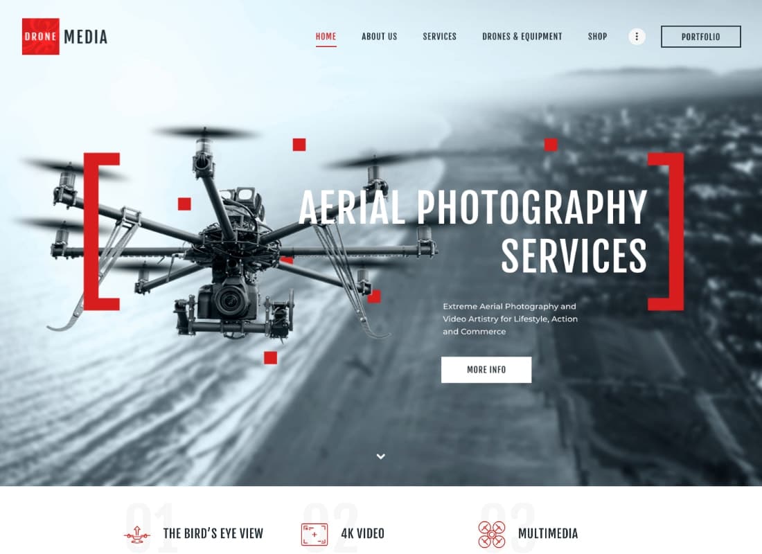 Drone Media | Aerial Photography & Videography WordPress Theme  Website Template