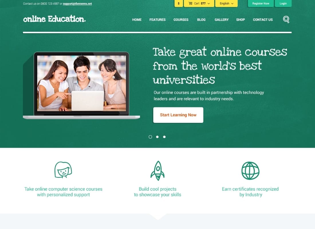 Education Center | Training Courses WordPress Theme Website Template