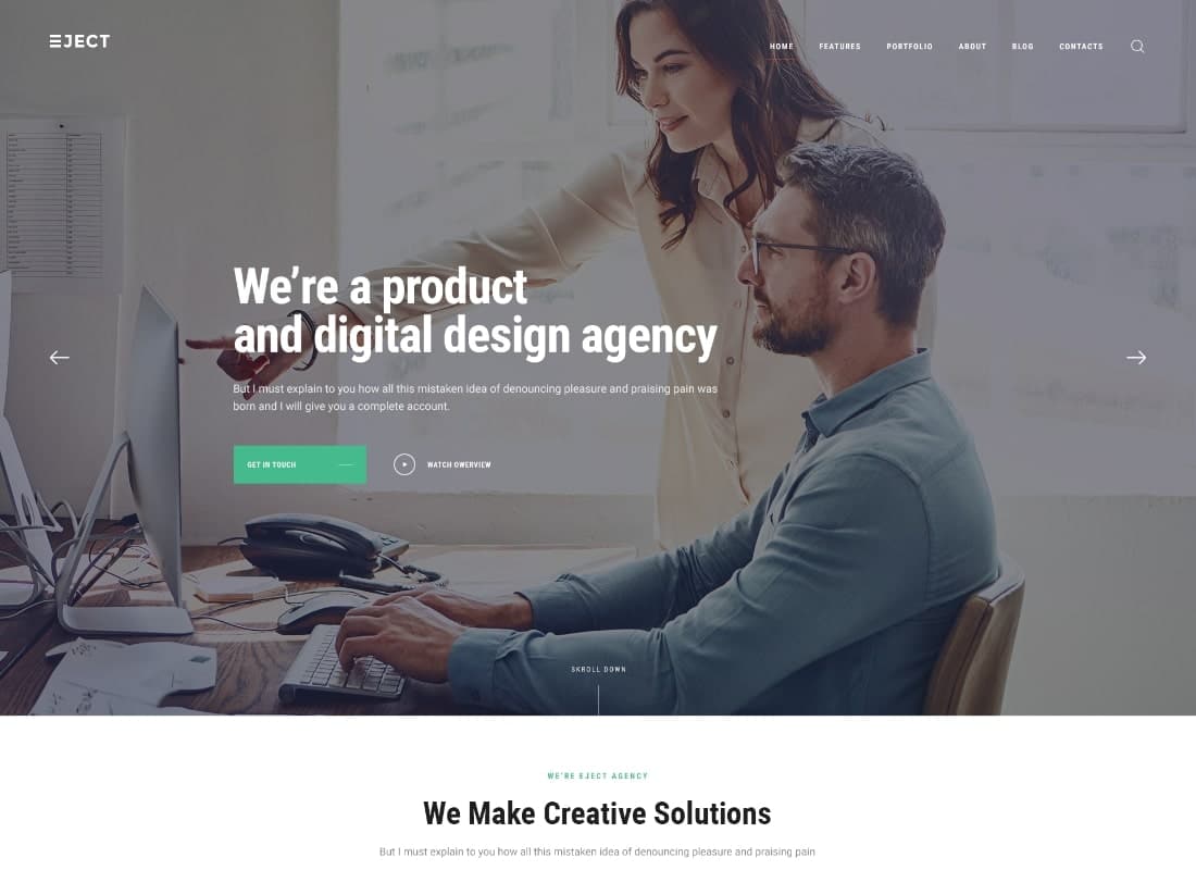 Eject | Web Studio & Creative Agency WordPress Theme  Website Template