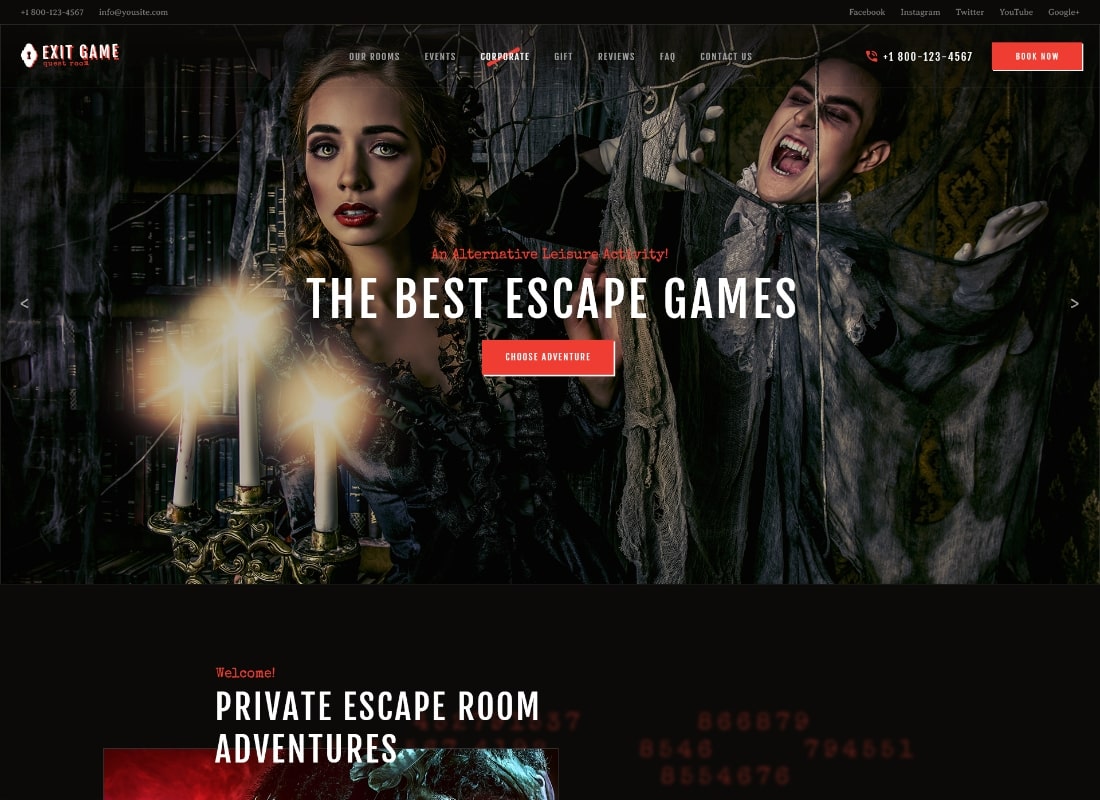 Exit Game | Real-Life Room Escape WordPress Theme Website Template