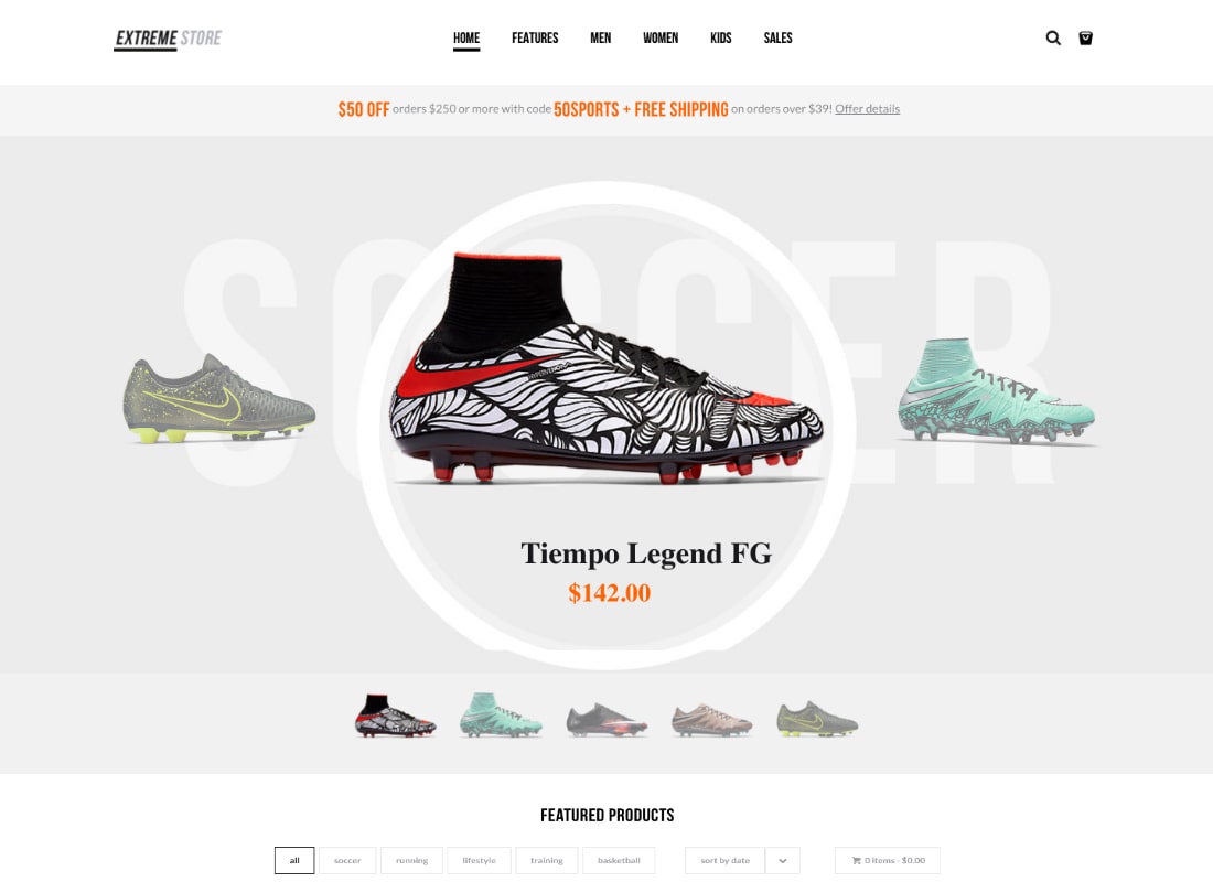 Extreme | Sports Clothing & Equipment Store WordPress Theme Website Template