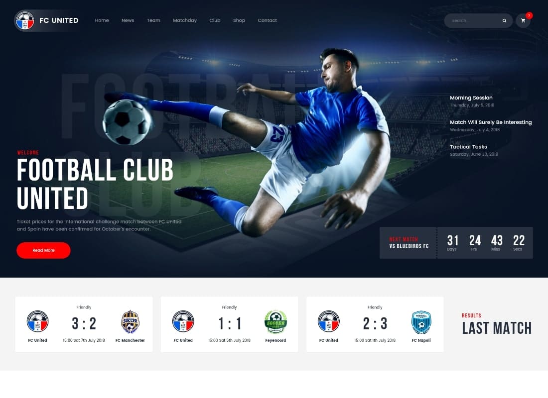 FC United | Football, Soccer WordPress Sports Theme Website Template