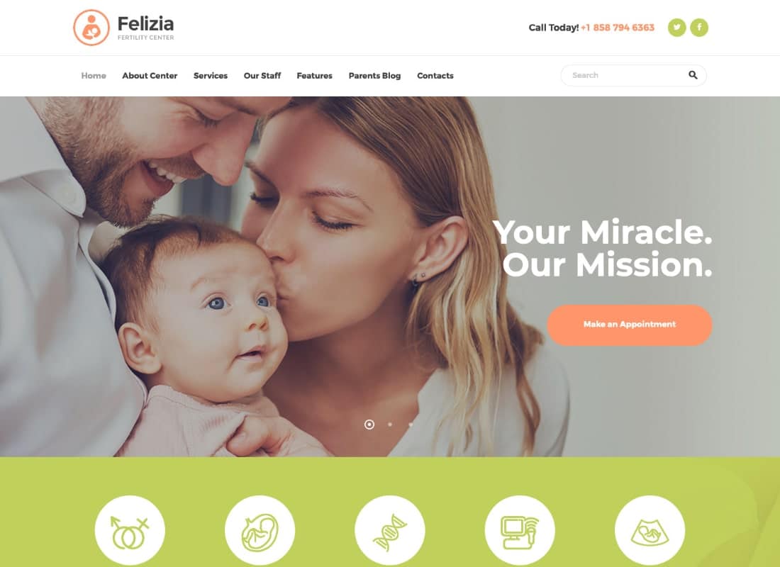 Felizia | Fertility Center & Medical WordPress Theme Website Template