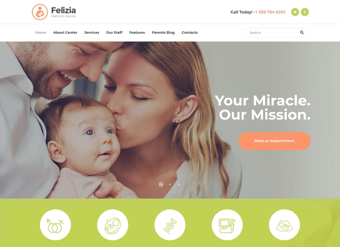 Felizia | Fertility Center & Medical WordPress Theme Website Template