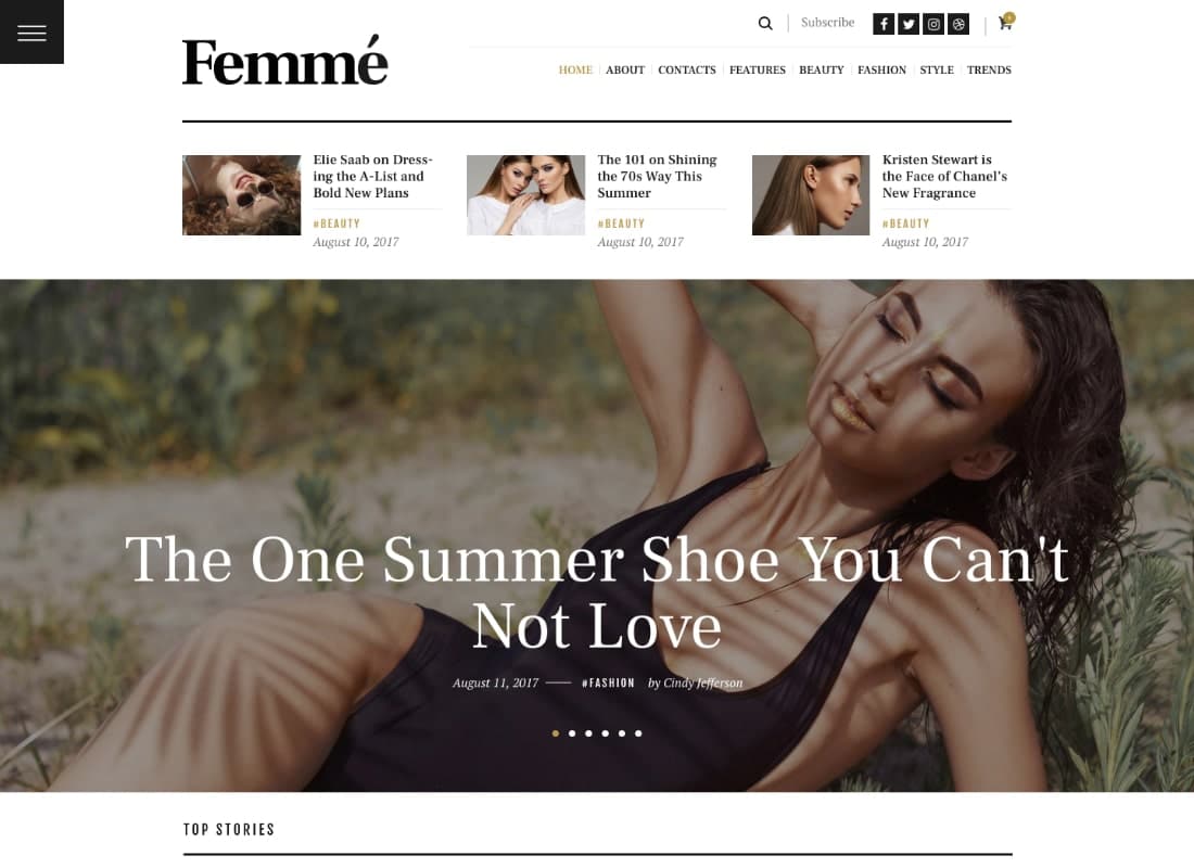 Femme - An Online Magazine & Fashion Blog WordPress Theme Website Template