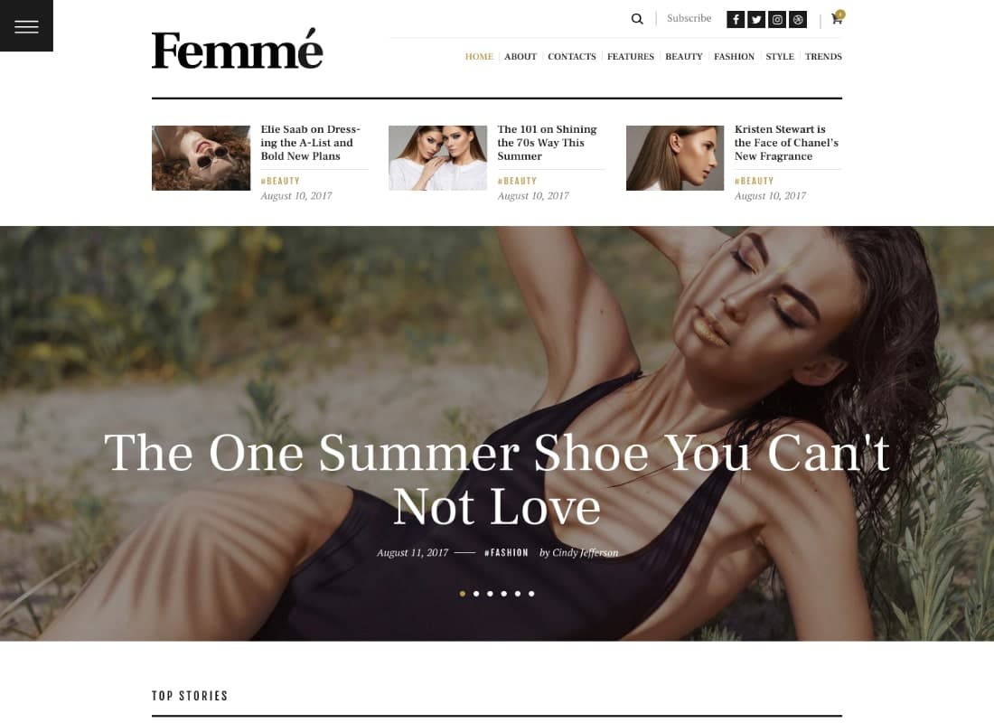 Femme - An Online Magazine & Fashion Blog WordPress Theme + RTL Website Template