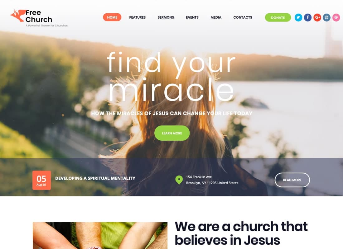 Free Church | Religion & Charity Christian WordPress Theme Website Template