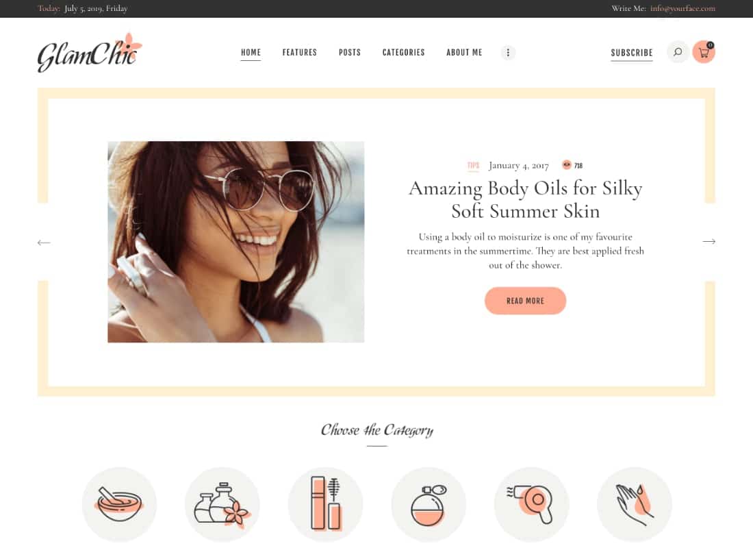 GlamChic | Beauty Blog & Online Magazine WordPress Theme Website Template