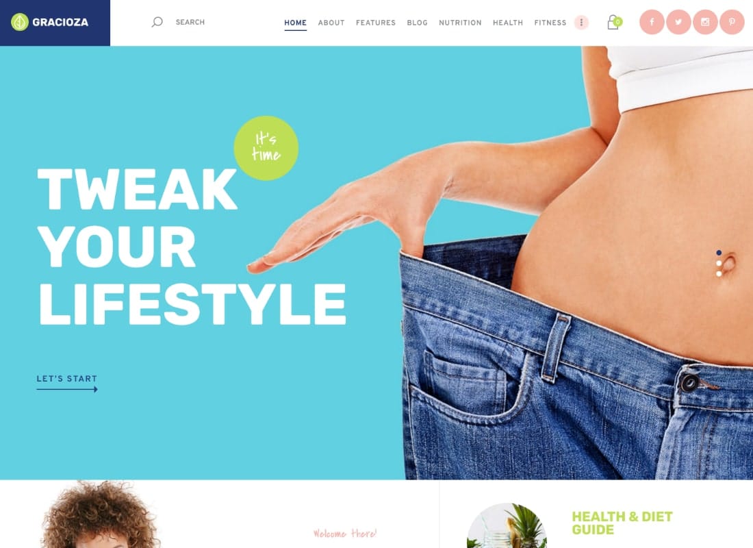 Gracioza | Weight Loss Company & Healthy Blog WordPress Theme Website Template