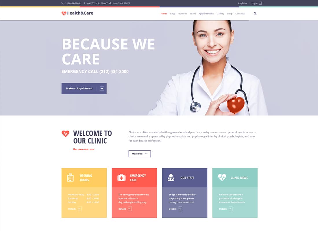Health & Care - Medical WordPress Theme Website Template