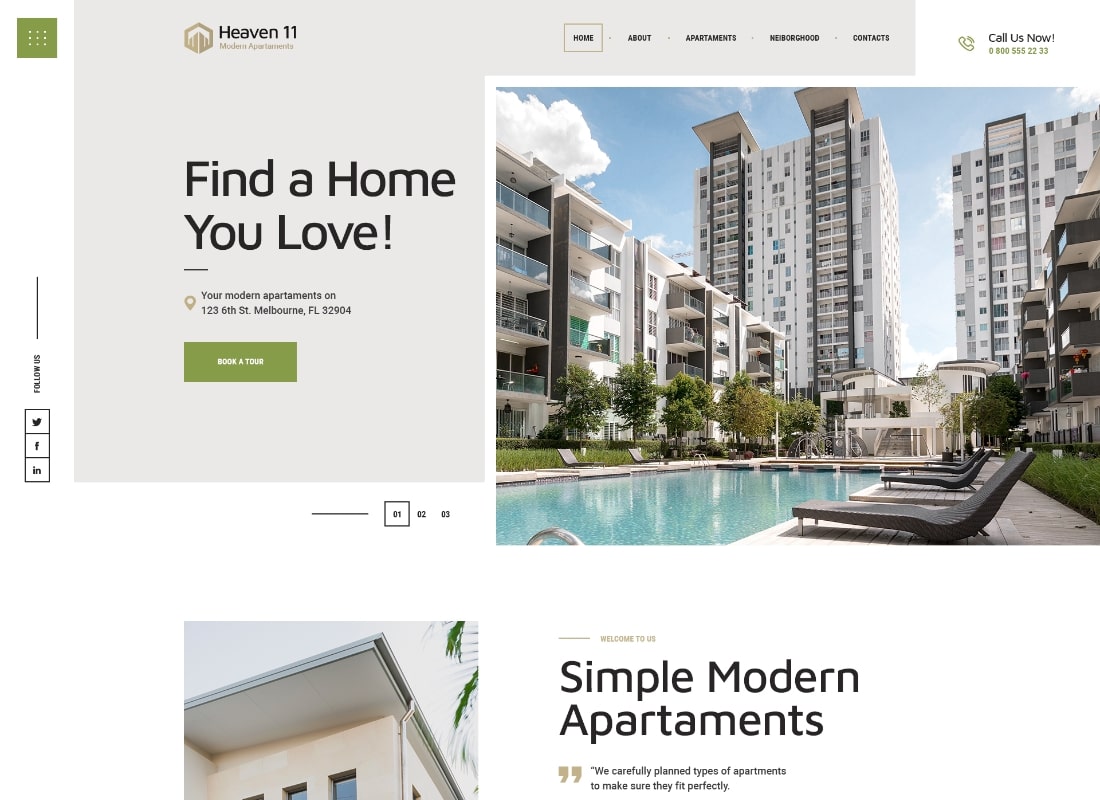 Heaven11 | Property & Apartment Real Estate WordPress Theme Website Template